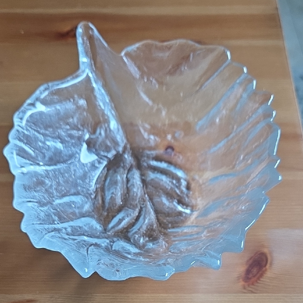 Blenko Clear Glass Cabbage Leaf-Shaped Bowl